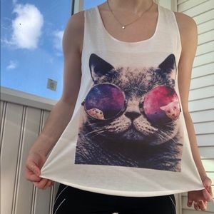 Space n sunglasses cat tank